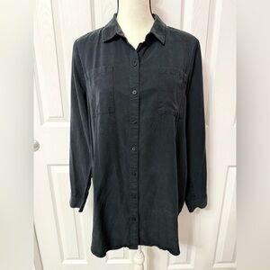 Lucky Brand Black Lyocell Button Down  Long Sleeve Top Size L #2058